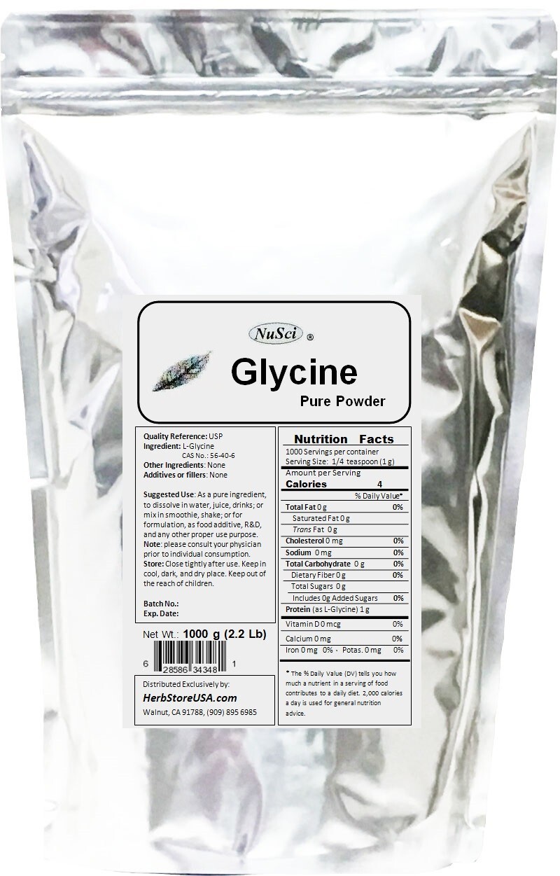 NuSci Pure Glycine Powder 500g (1.1LB) sweet amino acid