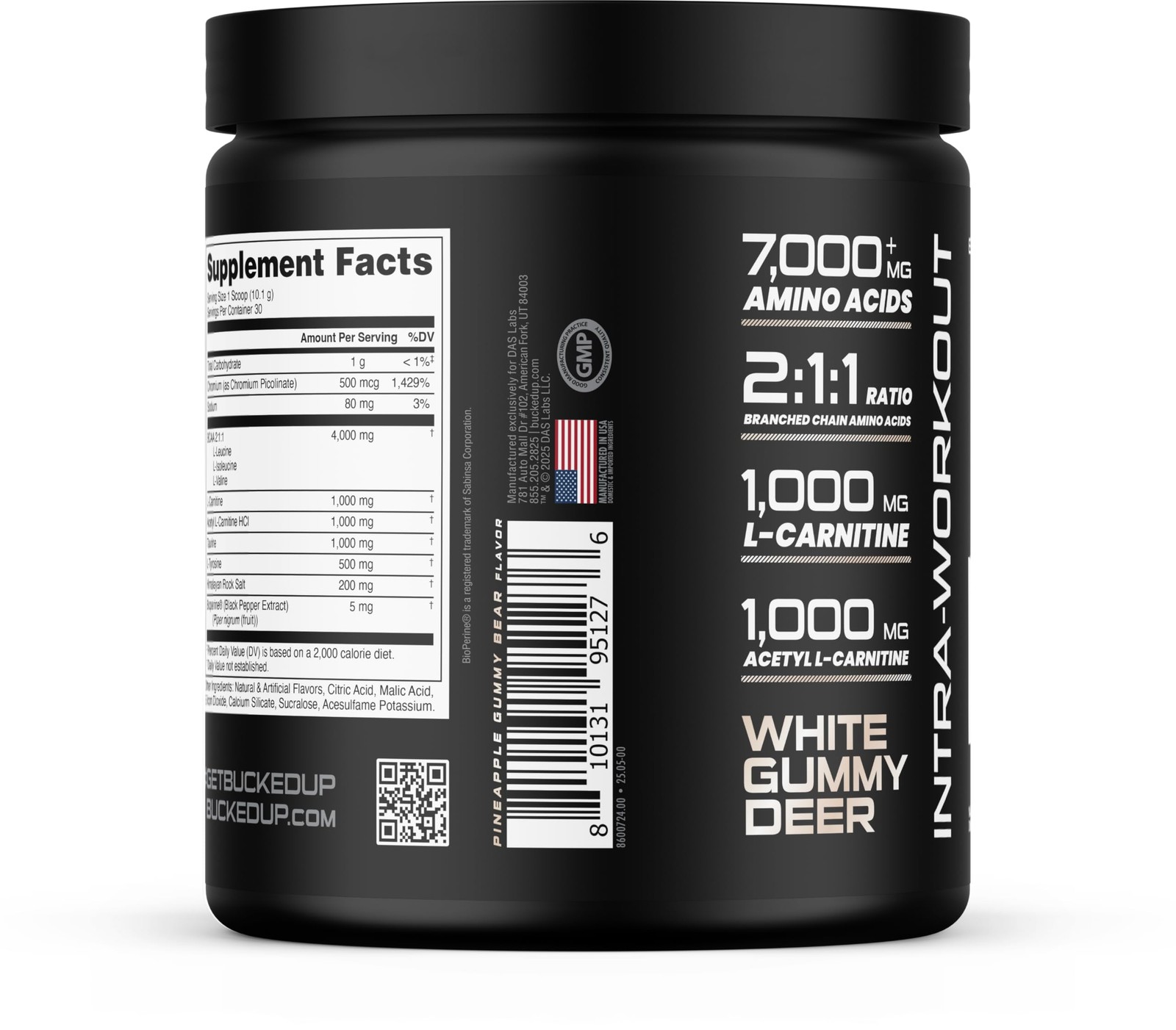 Bucked Up Racked White Gummy Deer | Intra Workout BCAA 211 Formula with L Car…