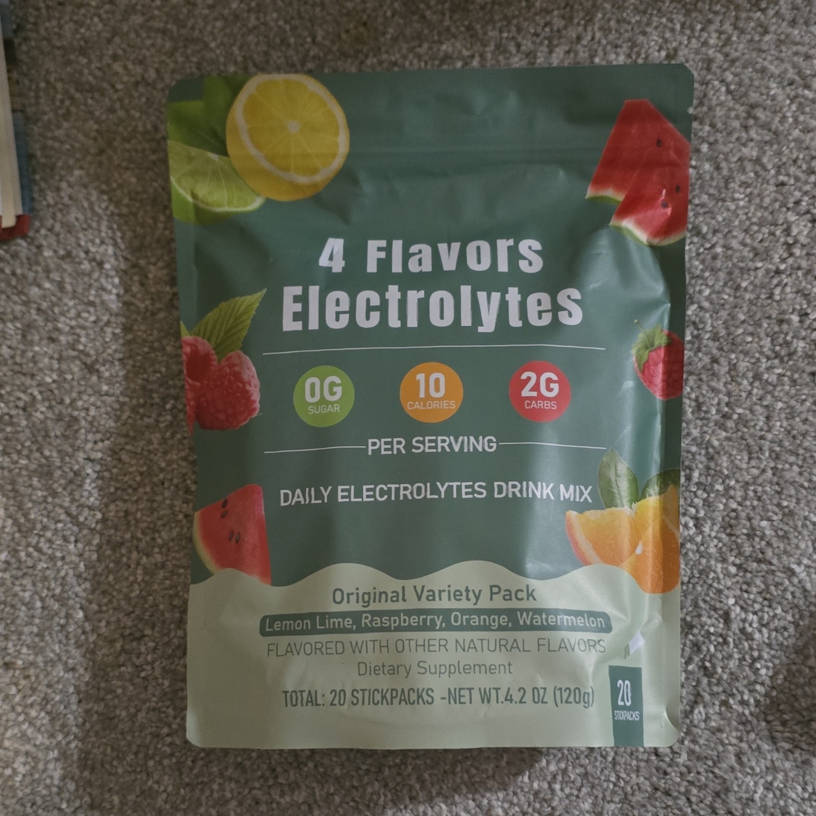 US Berlin Gene Electrolytes Drink Mix Powder 4 Flavors 20 Stickpacks Low Calorie