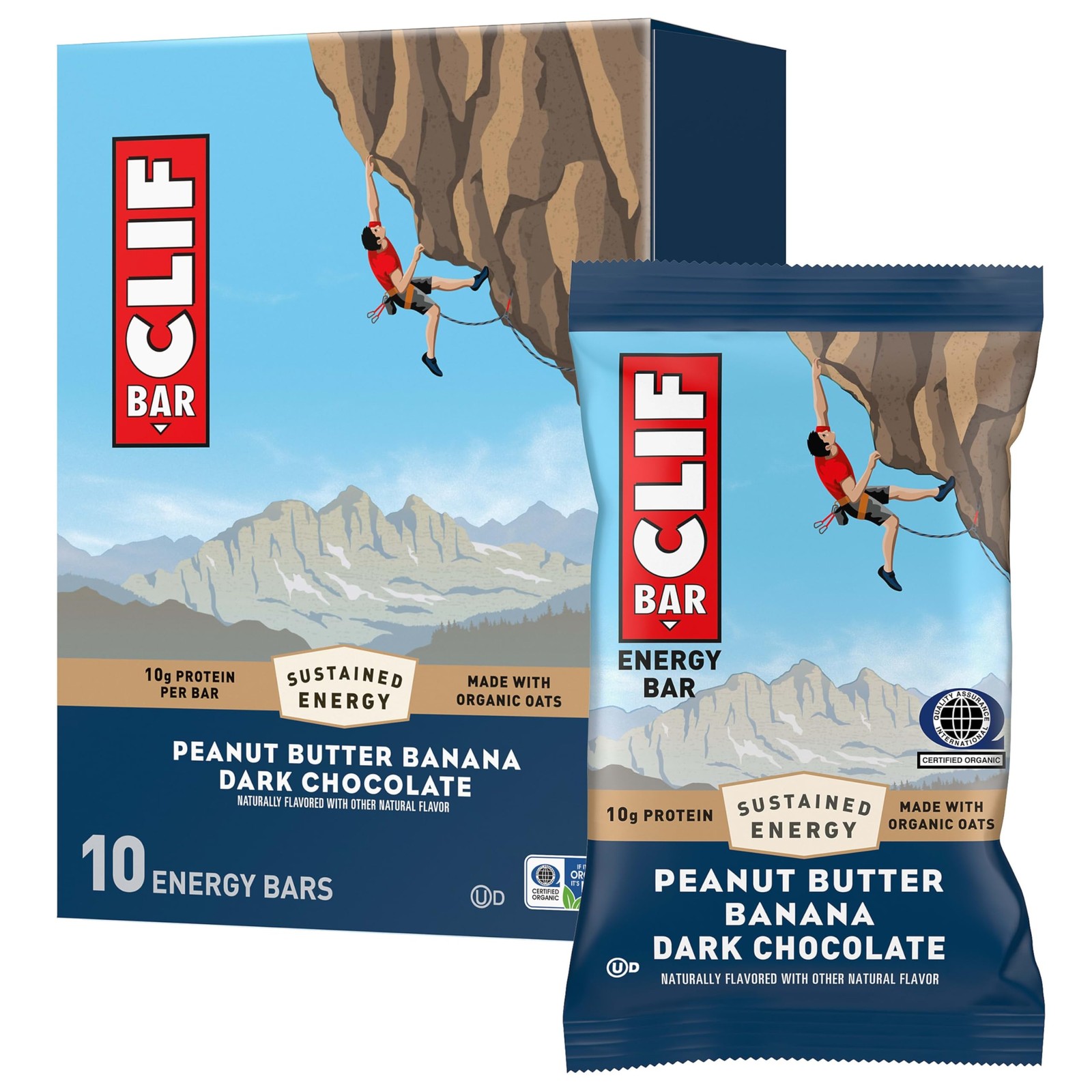 CLIF BAR – Energy 10 Count (Pack of 1), Peanut Butter Banana Dark Chocolate