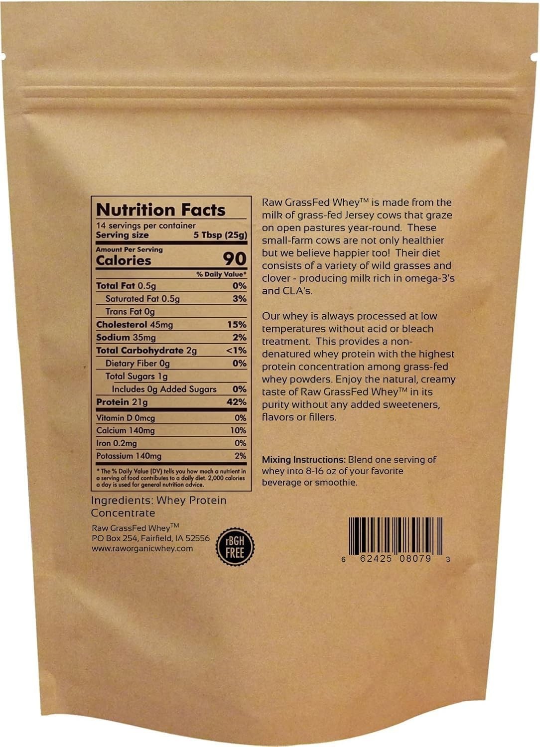 Versatile Unflavored Grass-Fed Whey Protein – 12 oz, Perfect for Smoothies