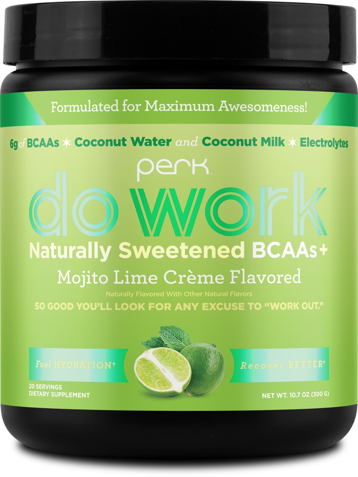 Perk BCAA + Hydration Electrolytes Powder (Mojito Lime Creme) – Naturally Sweet