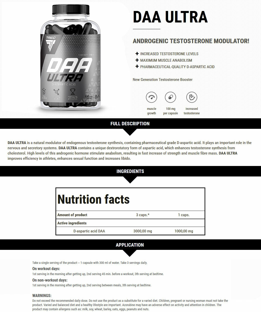 Trec Nutrition DAA ULTRA + GHUP – BEST Testosterone Booster & Hormone Optimizer
