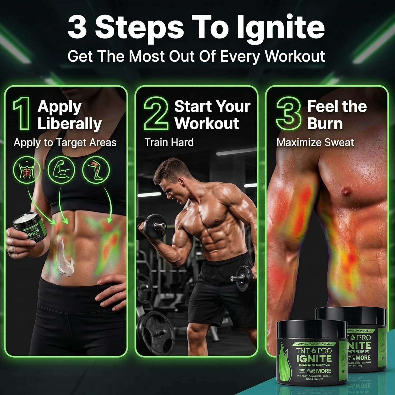 TNT Pro Sweat Cream – 6.5oz Firming Pre-Workout Hot Gel for All Skin Types