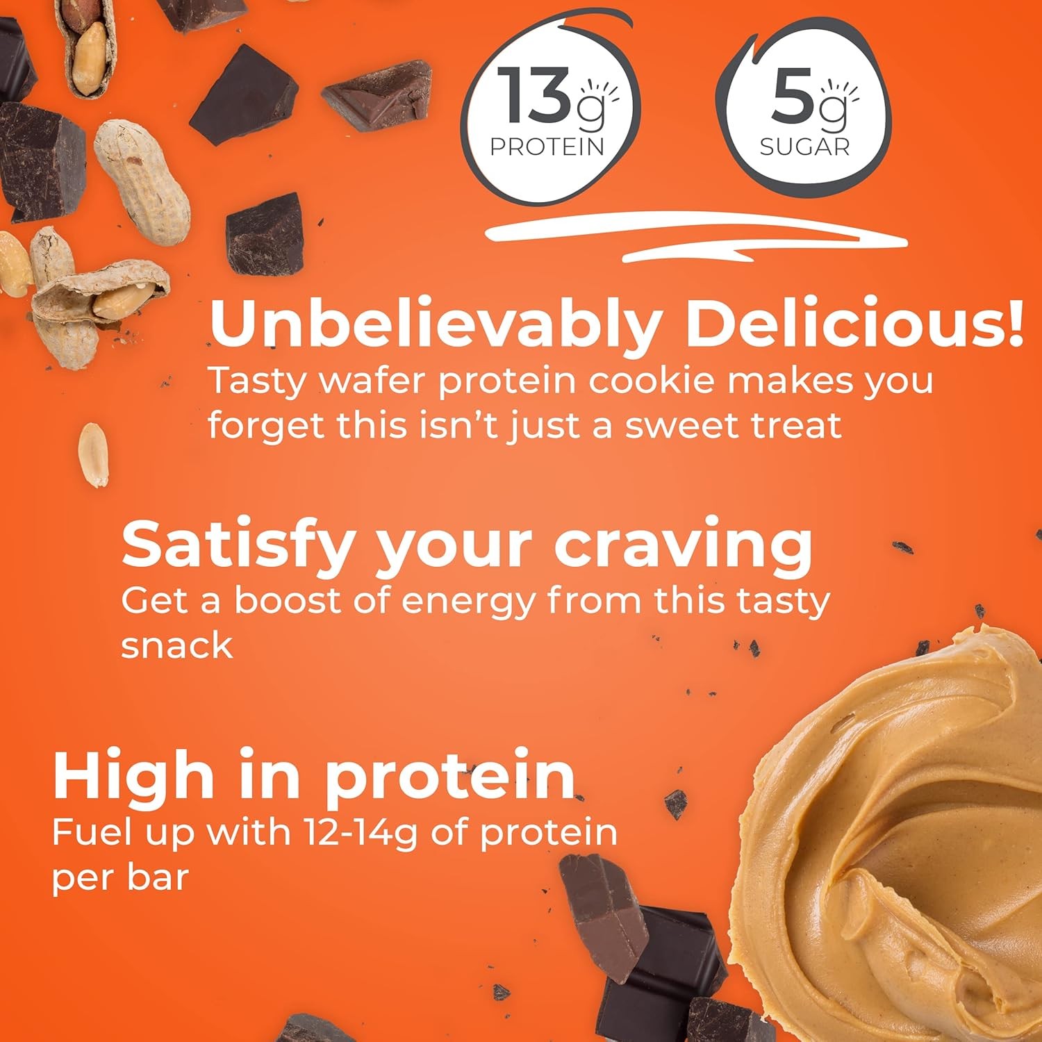 Crunchy Protein Energy Bar Peanut Butter Fudge Butter Fudge – 1.4oz (12-Pack)