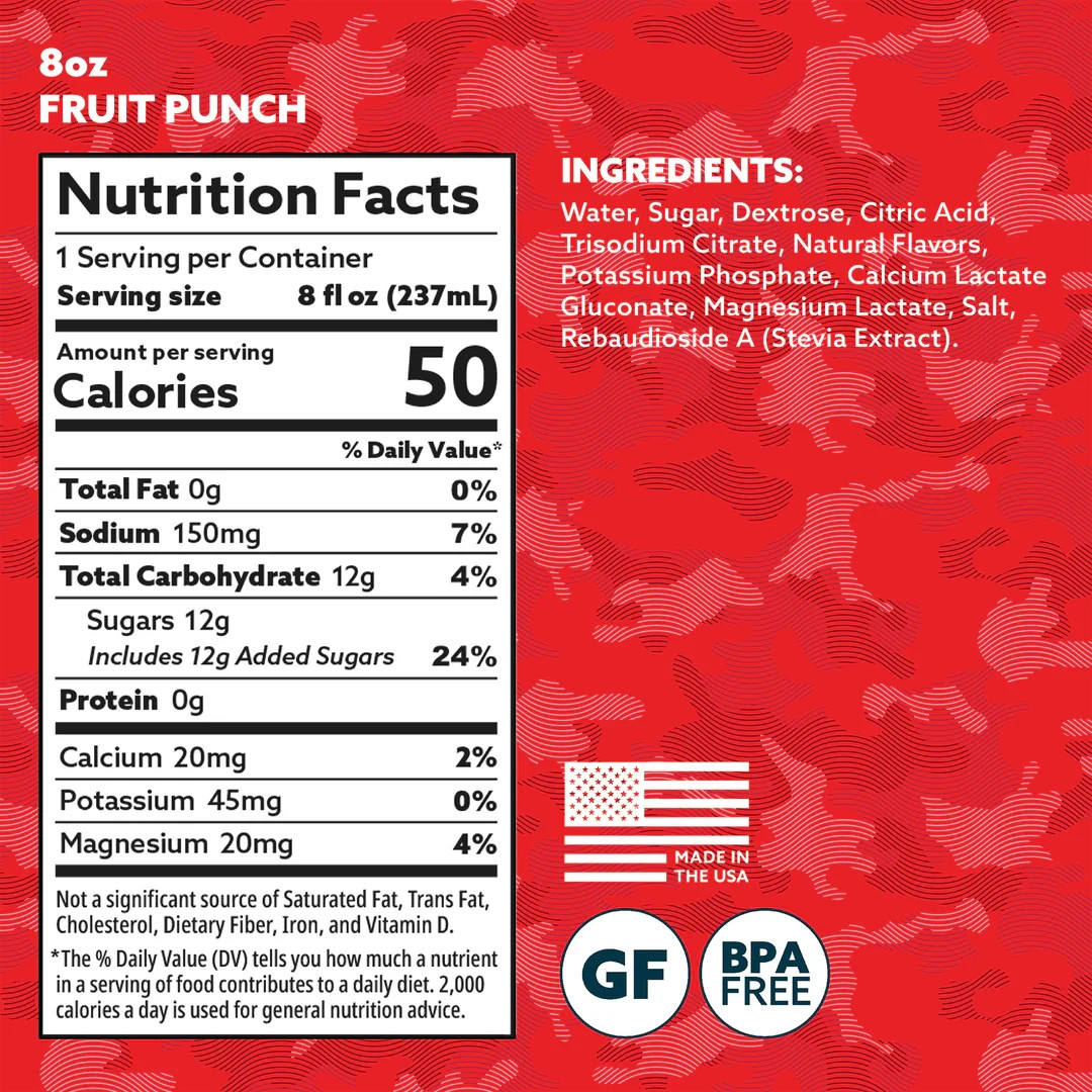 HOIST Military Hydration Electrolyte Drink, Fruit Punch 8 Fl Oz- 24 Count/Case