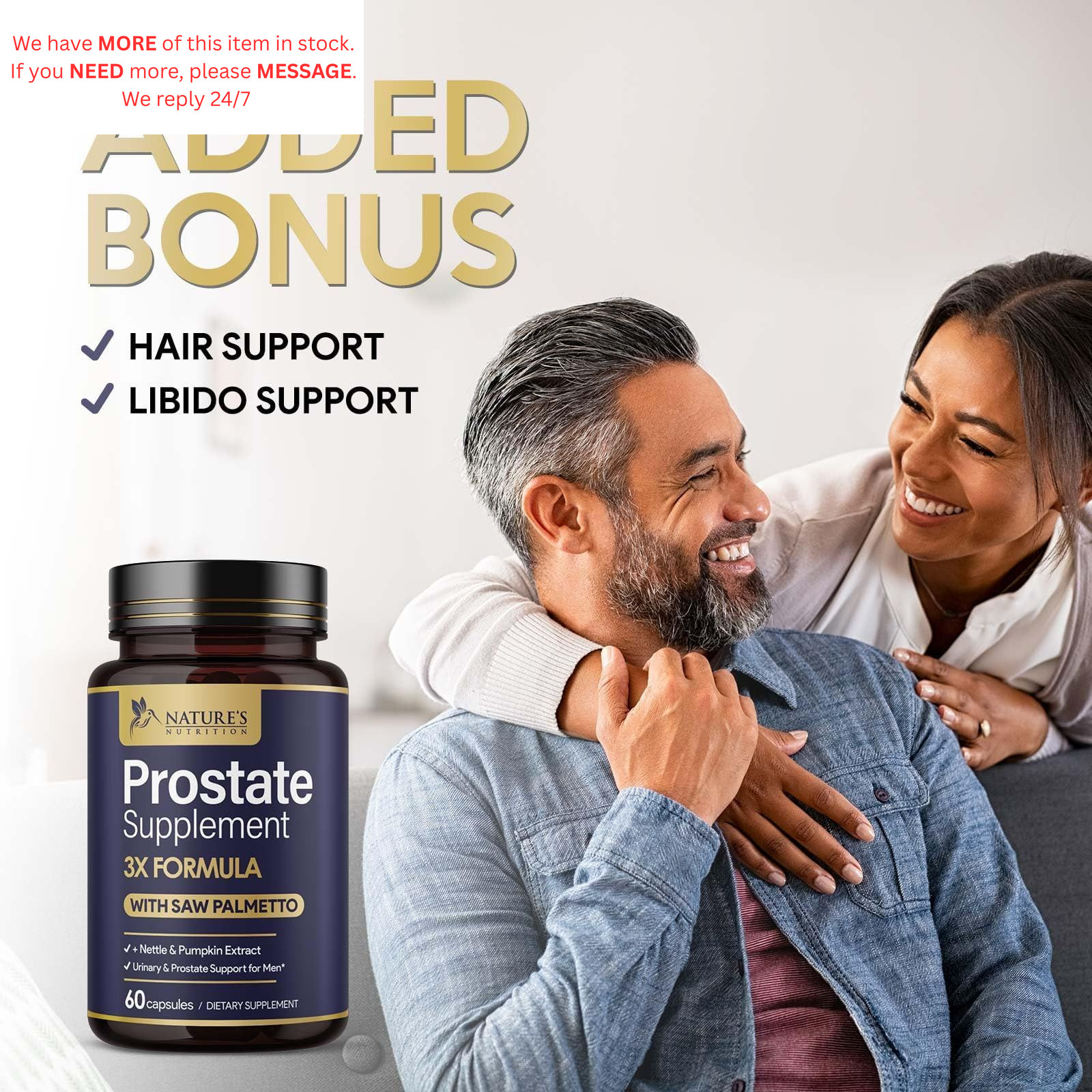 Prostate Health Supplements for Men – 3X Strength with 60 Count (Pack of 1)