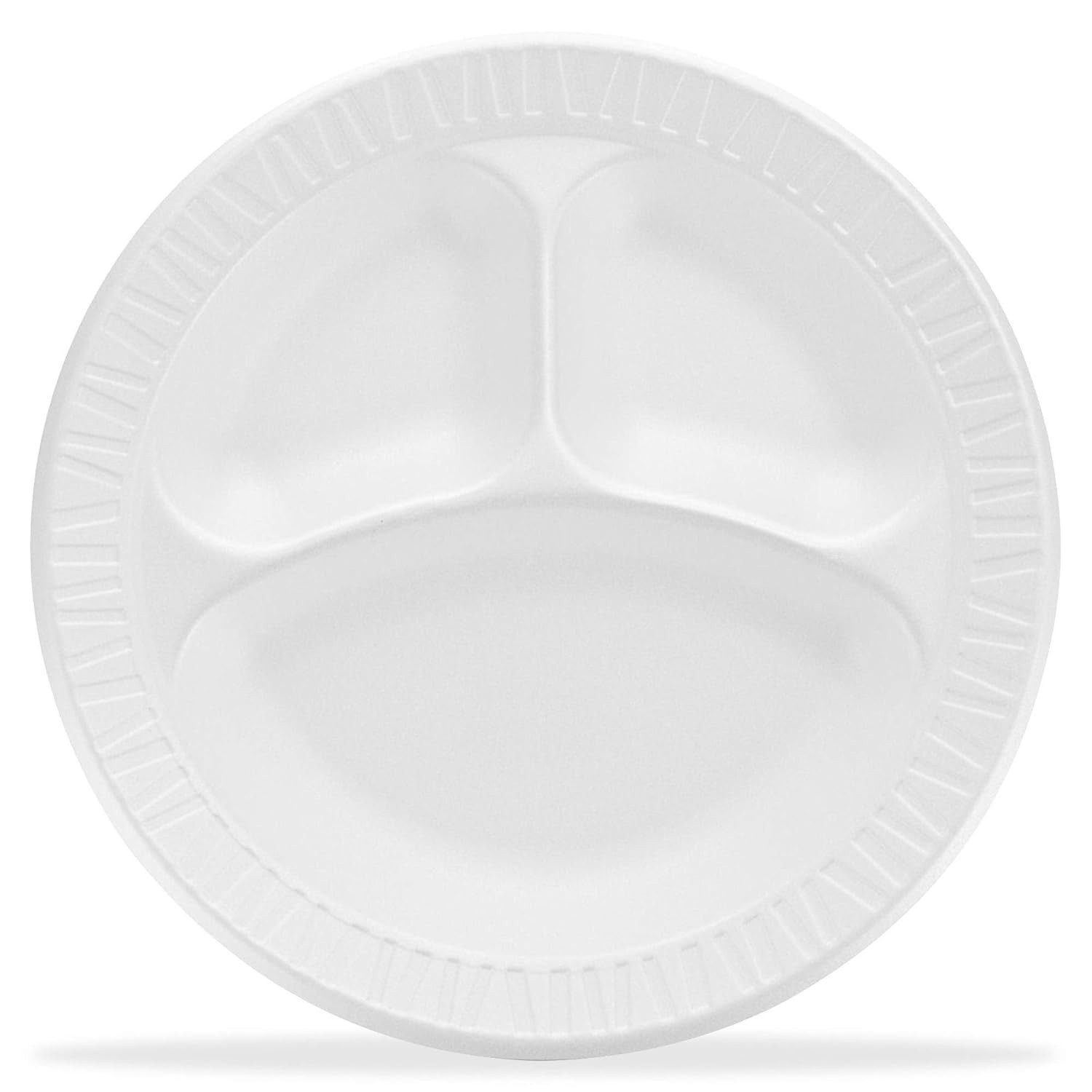 9CPWCR 9 in White Unlaminated Foam 3 Comp Plate (Case of 500)