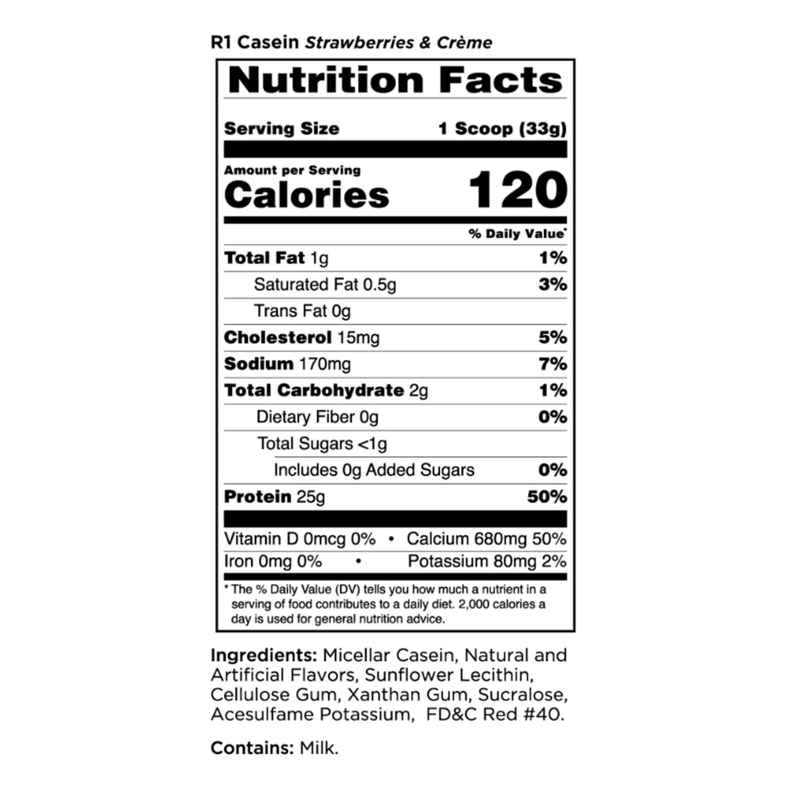 RULE 1 Casein 27 serv Strawberries Creme 100% Micellar Casein 1.96lb