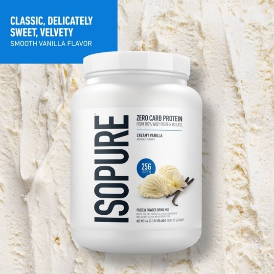 Isopure Zero Carb Whey Protein Isolate Powder, Vanilla, 15 Servings