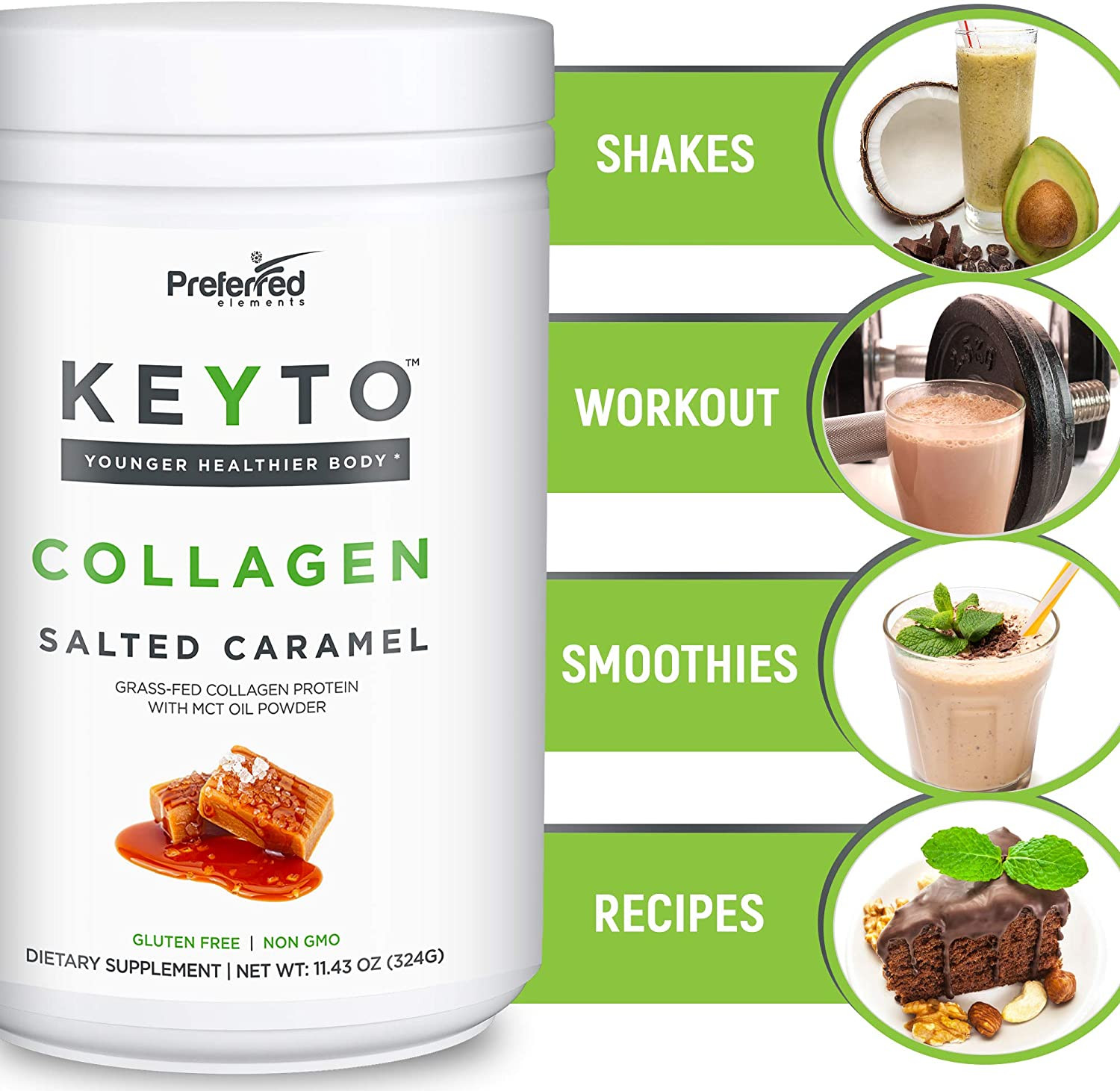 Keto Collagen Protein Powder with MCT Oil–Keto and Paleo Friendly Pure Grass Fed