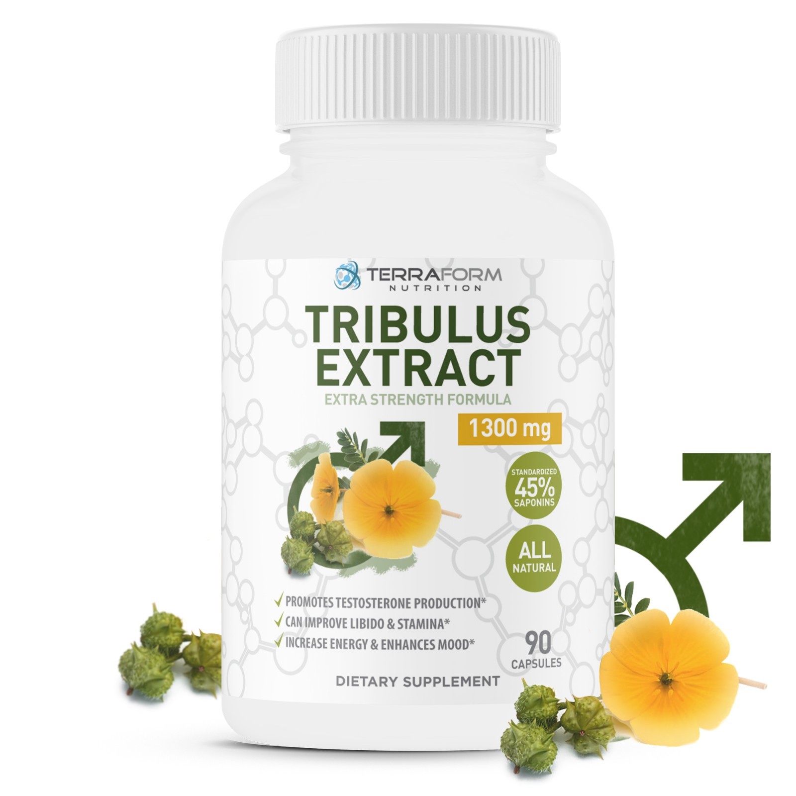 Maximum Strength Tribulus Terrestris 1300mg – 90 Capsules – STRONGEST AVAILABLE