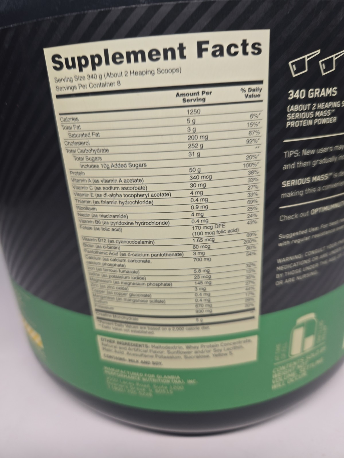 Optimum Nutrition Serious Mass High Protein Muscle BuildingBanana 6 Lbs Exp 5/27
