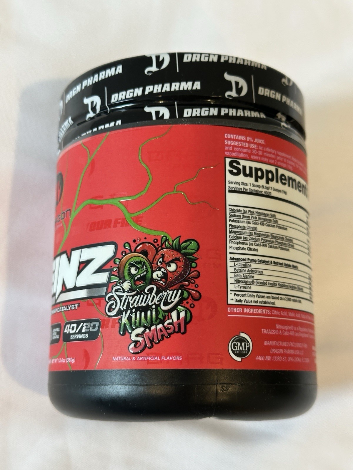 Dragon Pharma Mr Veinz Extreme Pump Pre-Workout Powder Strawberry Kiwi 40 GMP