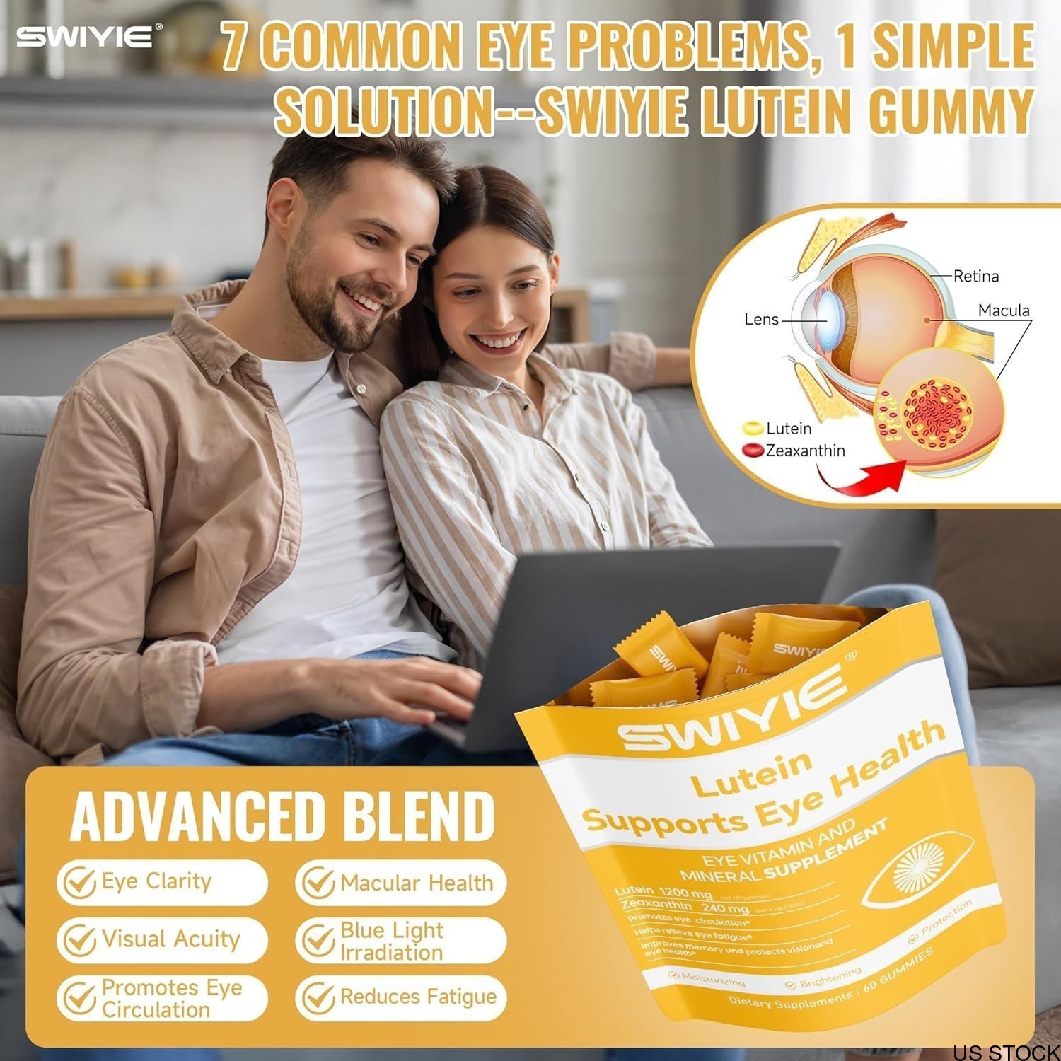20mg Lutein + 4mg Zeaxanthin Gummies | Natural Flavor Eye Health Supporting