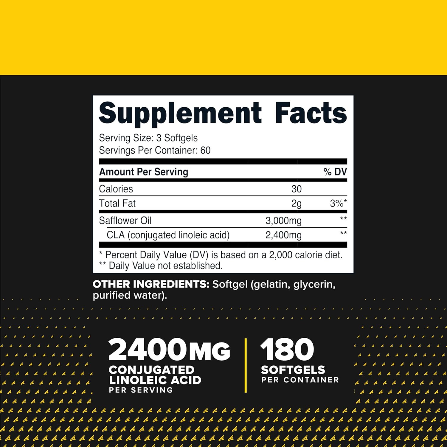 CLA 2400 Mg per Serving (180 Softgels) – Max CLA – for Men and Women, Non-Stimul