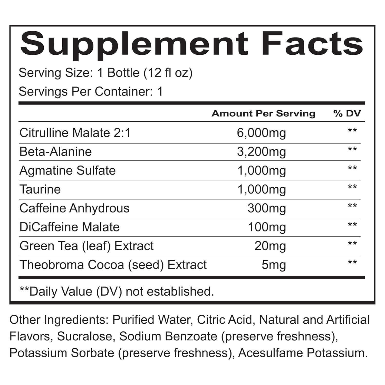 REDCON1 Total War Pre Workout Energy 300mg Caffeine Shots Watermelon 12 PACK