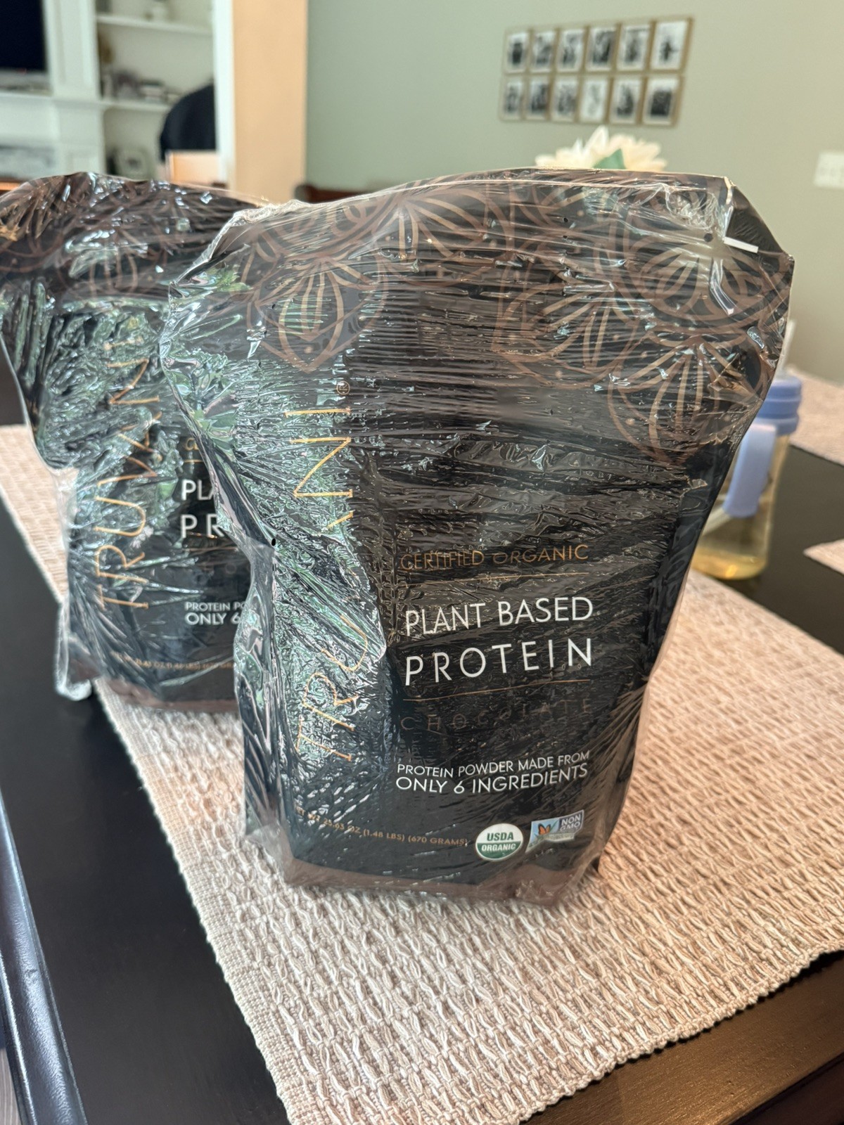 2 bags of Truvani Vegan Protein Powder Chocolate 1.5lb Organic Plant Based