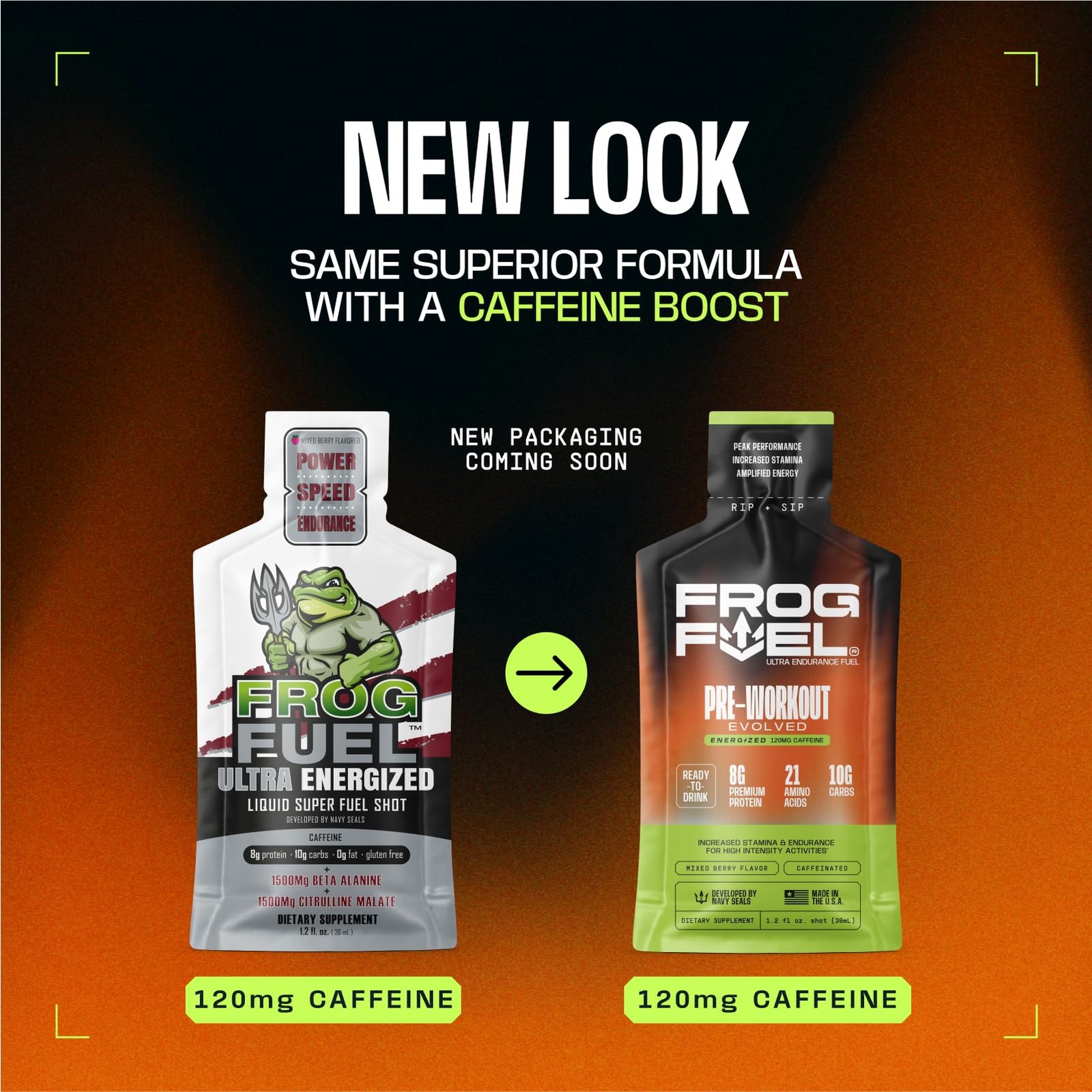 Frog Fuel Ultra Energy Gel Energized Pre Workout Shot with 120mg Caffeine, 1…