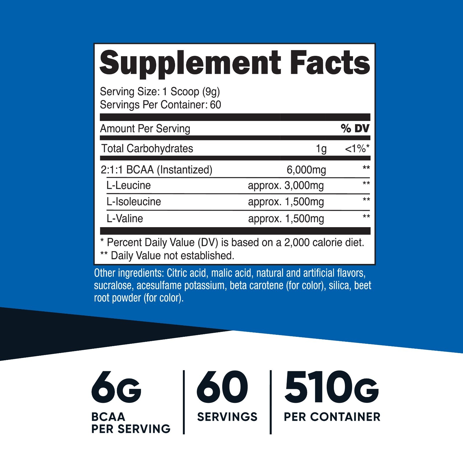 Nutricost BCAA 2:1:1 Powder (Orange Mango) 60 Servings – 6G Per Serving