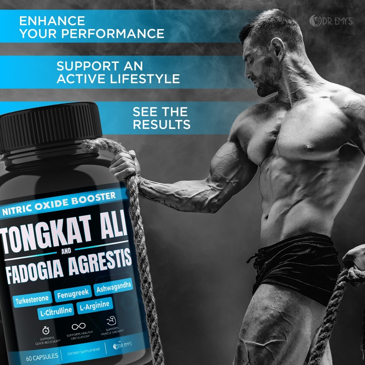 (1 Pack) Testosterone Supplement Booster Capsules Blood Flow Nitric Oxide