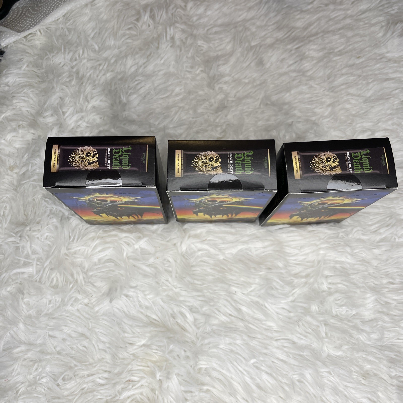 3 Boxes Of Liquid Death Electrolyte Drink Mix Death Dust Lime (18) .42 Oz Packs