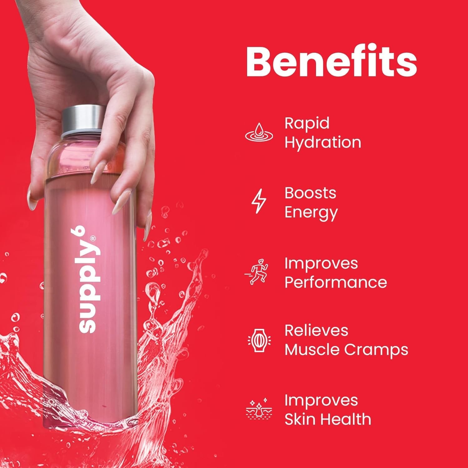 Supply6 Salts|Electrolyte Mix (36 Servings,Watermelon) Ideal for daily hydration