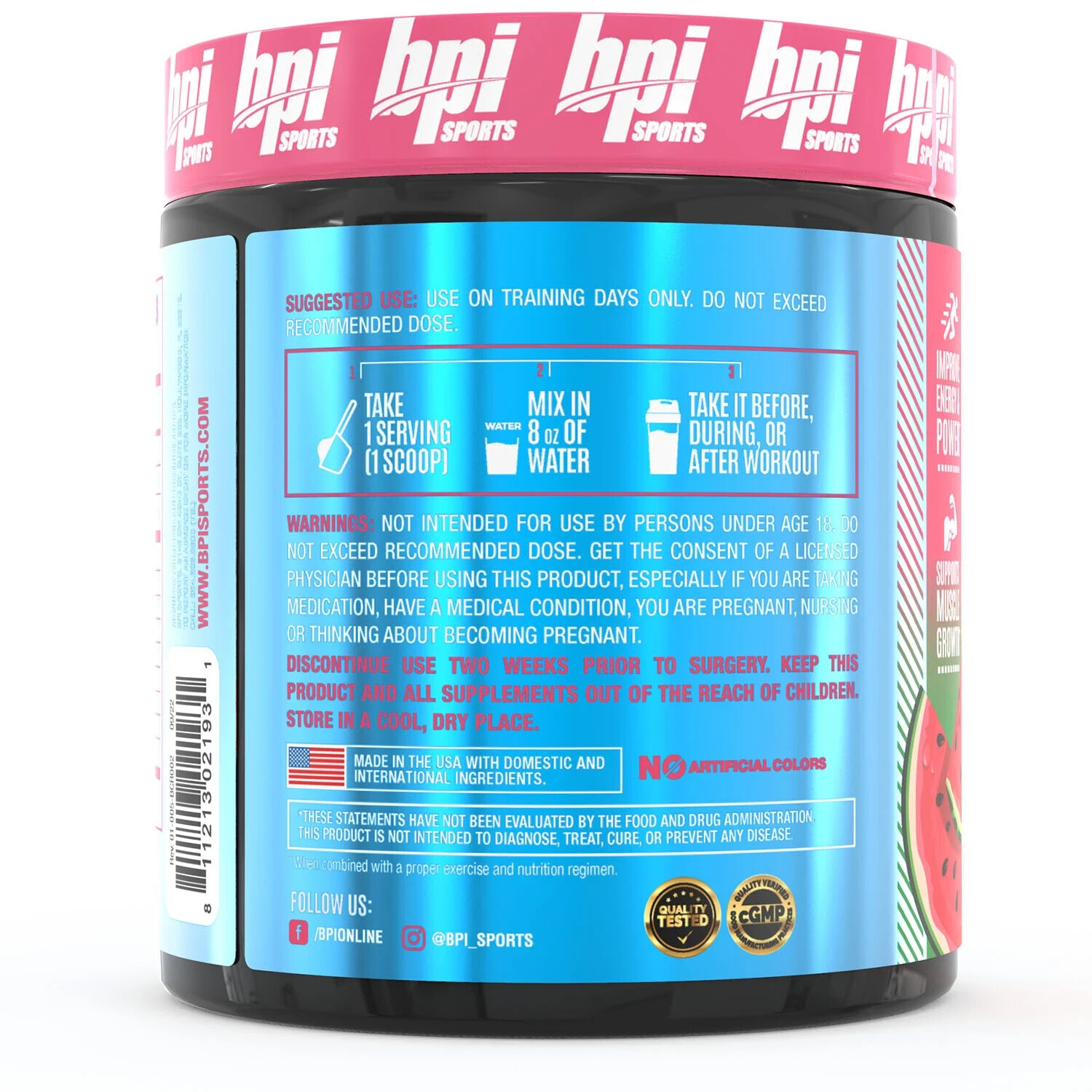 BPI Sports Best Creatine For Muscle Growth Watermelon Cooler 50 Servings