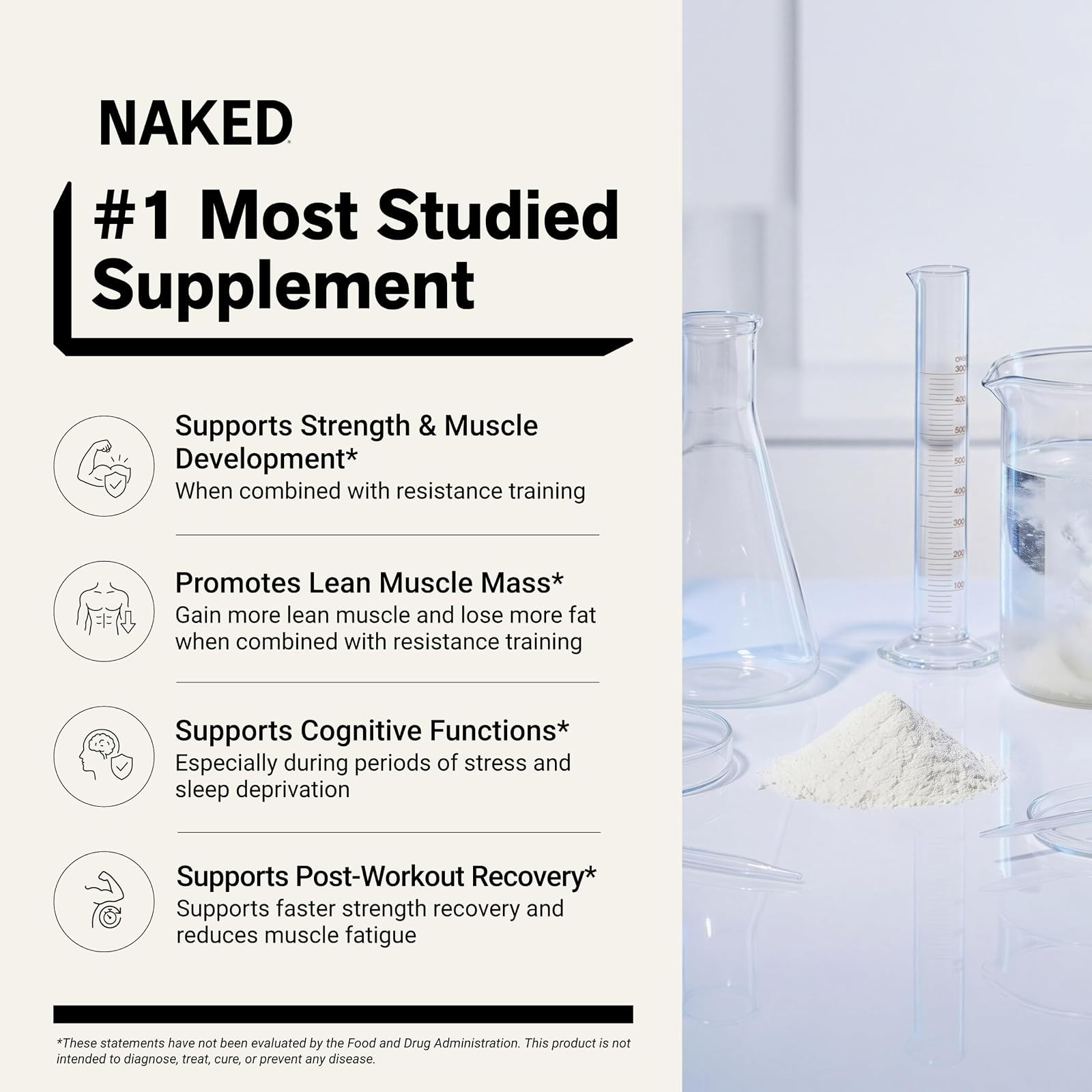 NAKED Pure Micronized Creatine Monohydrate Powder 500g – NSF Certified