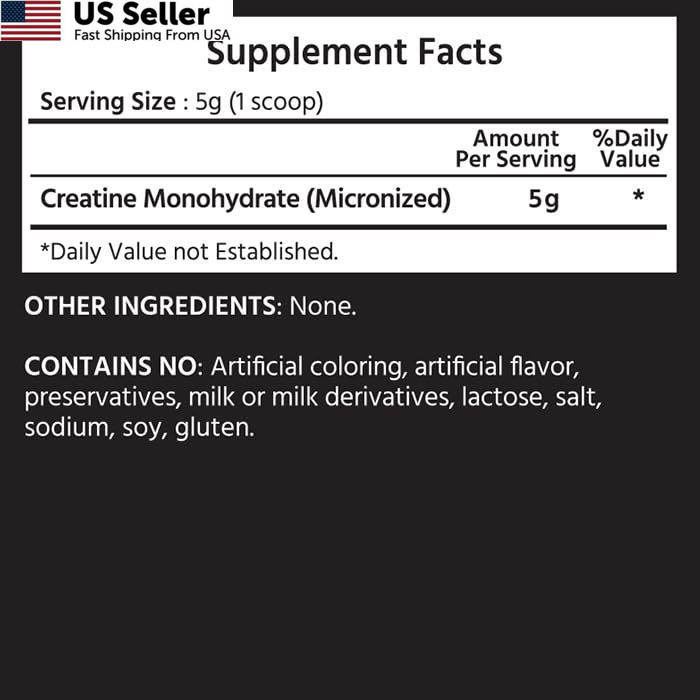 ML Naturals Micronized Creatine Monohydrate 5g (Per Serving) 500g (Pack of 1)