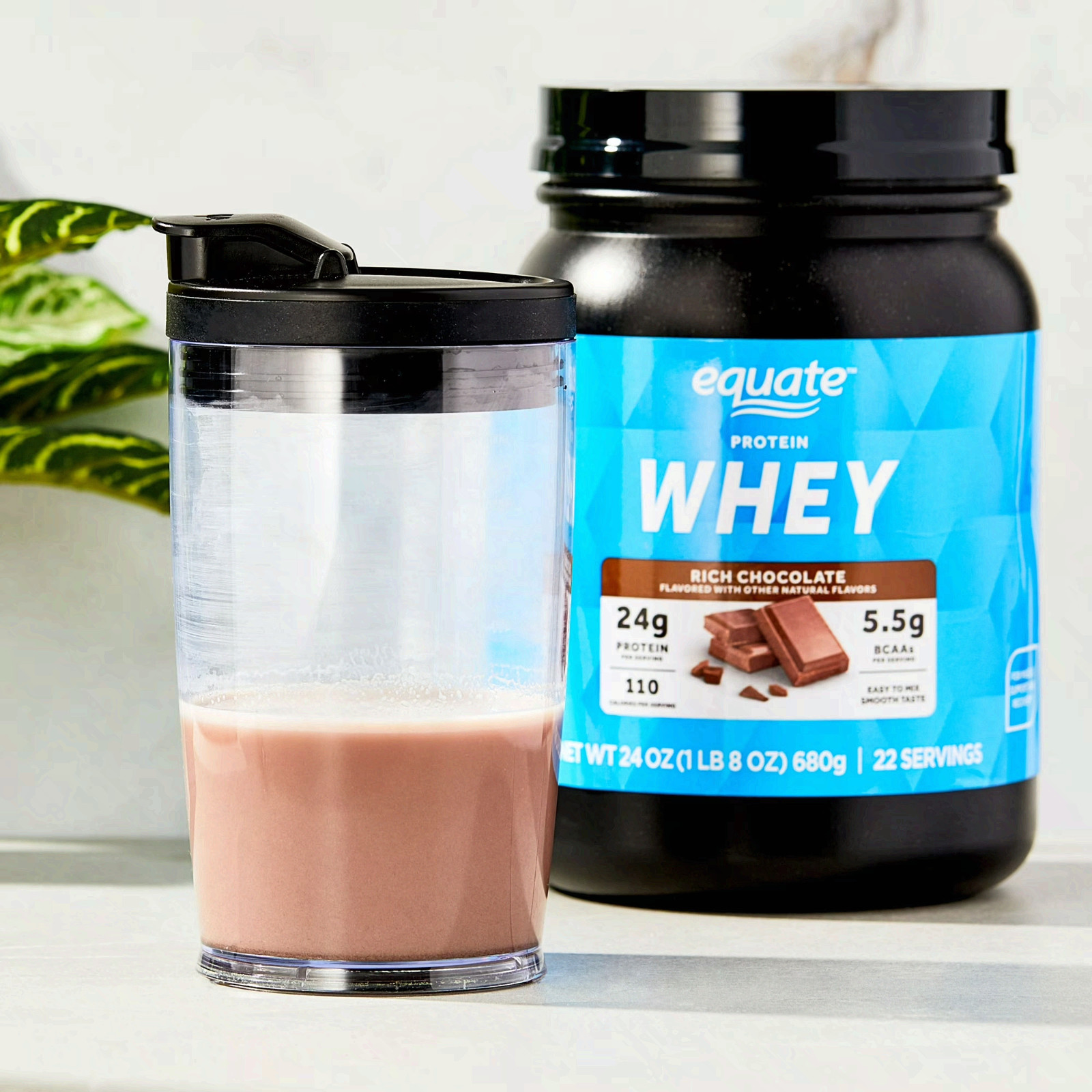 2P Equate Whey Protein Powder, Rich Chocolate, 24 oz