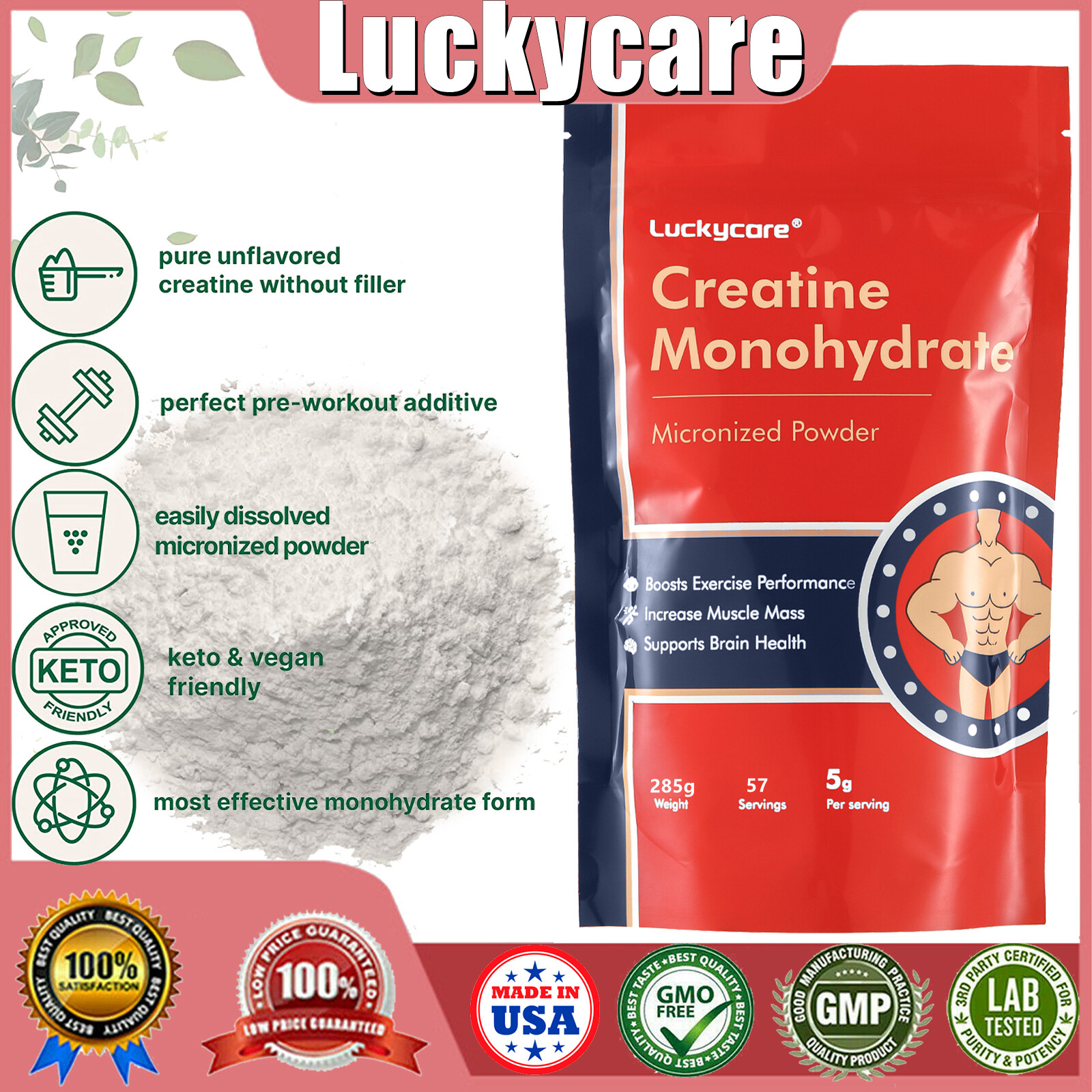 300 Grams Micronized Creatine Monohydrate Powder 60 Serving Adept Nutrition