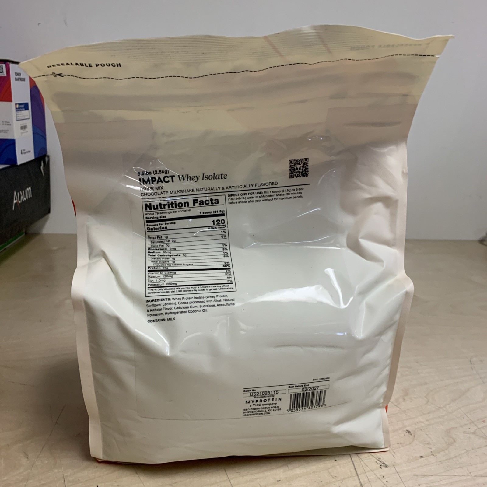 MyProtein Impact Whey Isolate Drink Mix, Chocolate Milkshake 5.5lb EXP 02/27