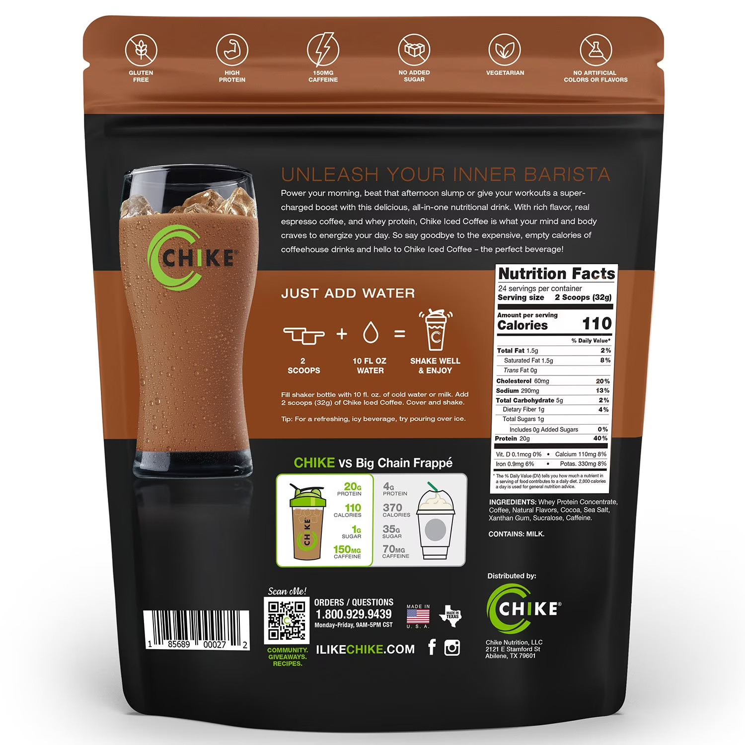 Chike Iced Coffee 20g Whey Protein Powder, Mocha 27.1 oz.