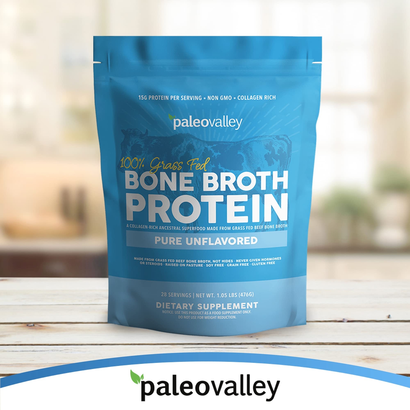 Paleovalley 100% Grass Fed Beef Bone Broth Protein Powder – Rich in Collagen …