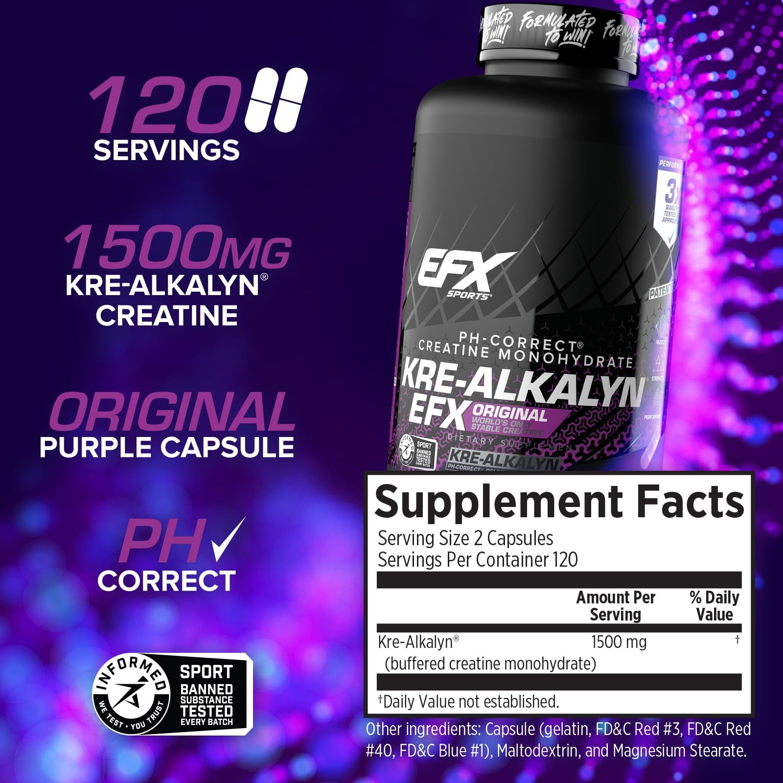 Kre-Alkalyn EFX | pH Correct Creatine Monohydrate Pill Supplement | Strength,…