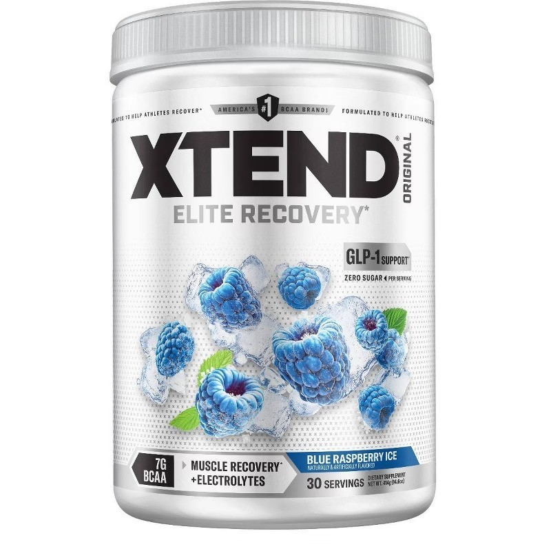 Xtend Elite Recovery Supplement Powder – Blue Raspberry Ice, 30 Servings