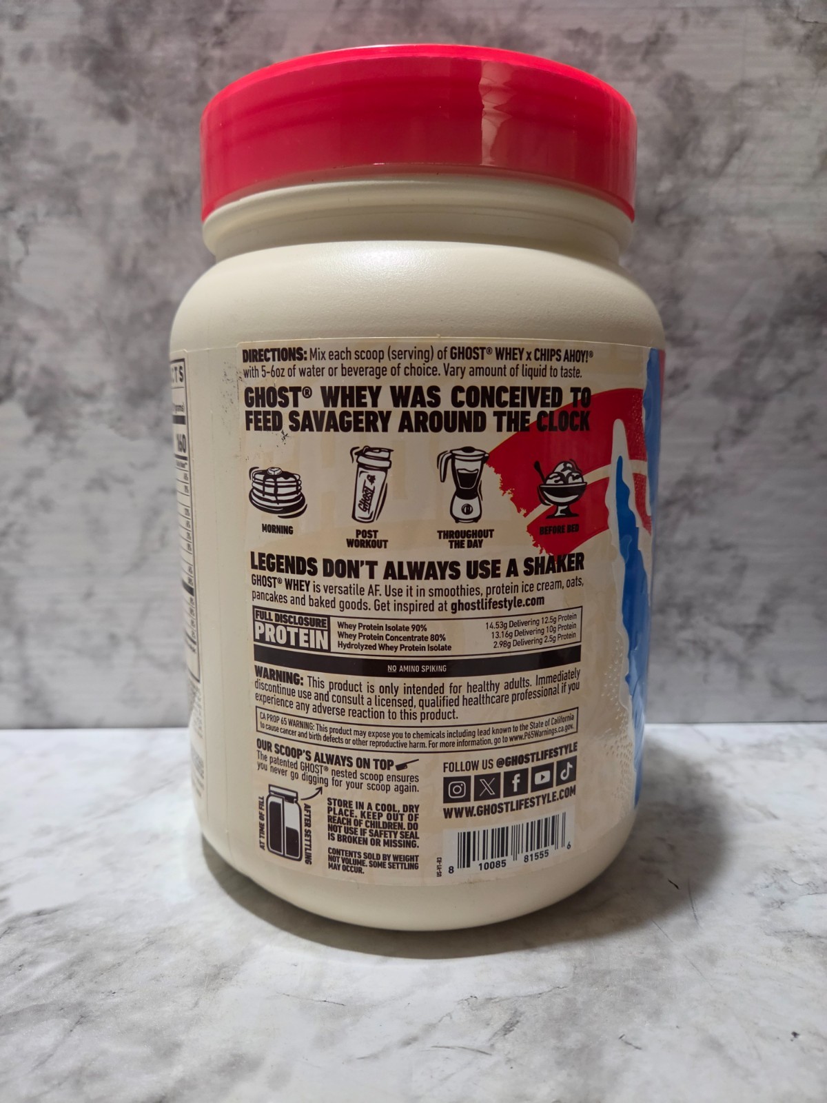 Ghost Whey Protein Powder 25g Chips Ahoy 15 Servings 1.3 LB 8/2027