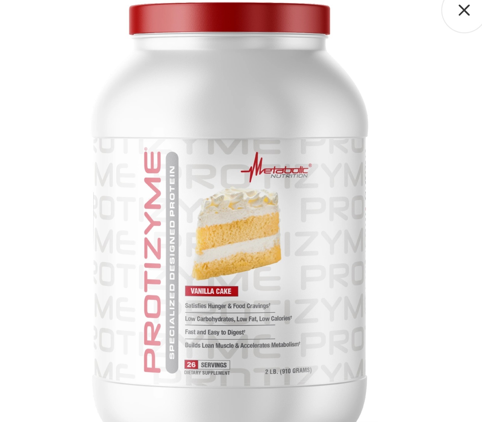 Metabolic Nutrition PROTIZYME PROTEIN 4 lb (52 Serv) Vanilla Cake BEST BY 12/26
