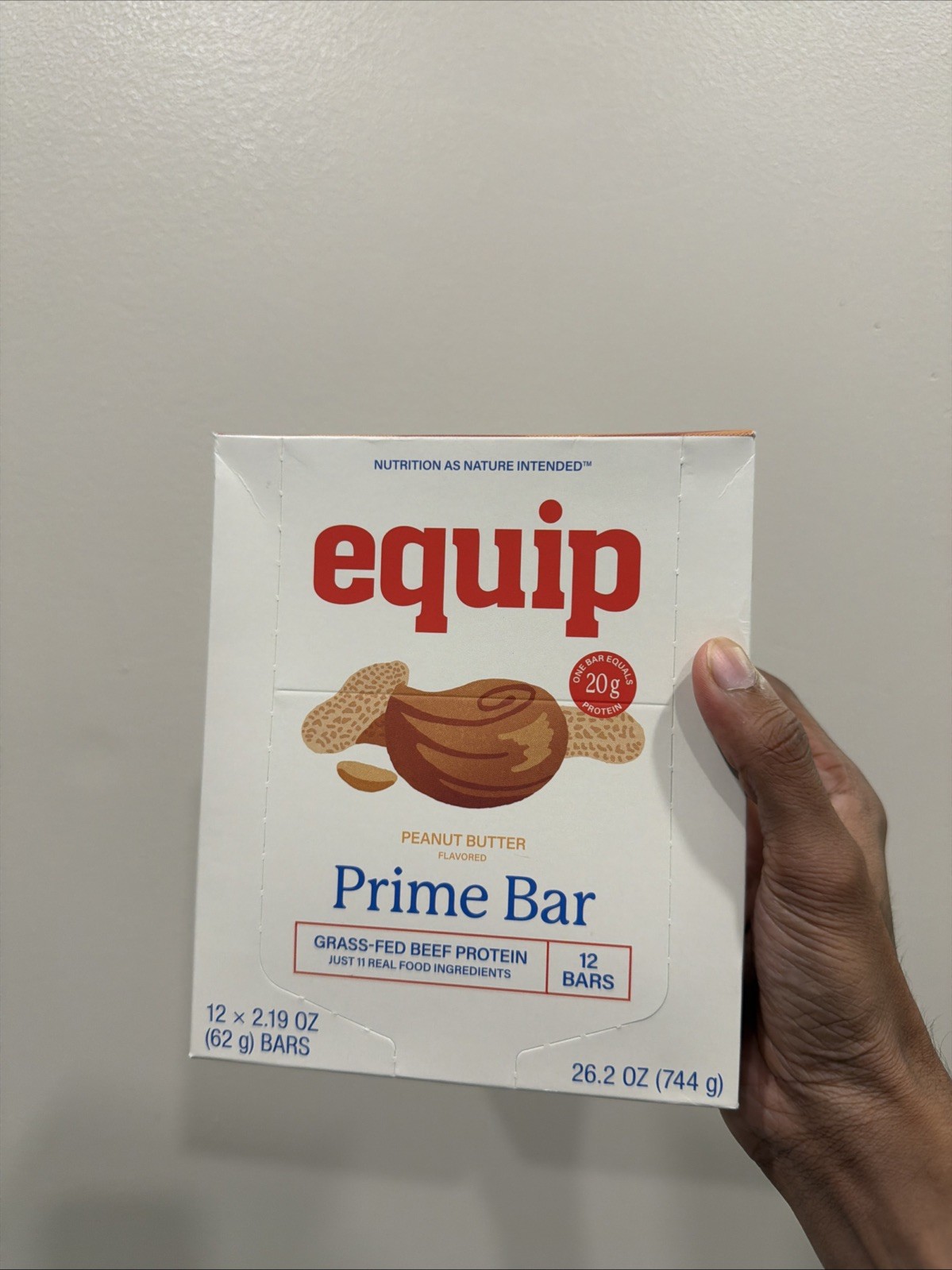 Prime Food Equip Prime 20g Grass Fed Beef Protein Bars 12 Peanut Butter Bars