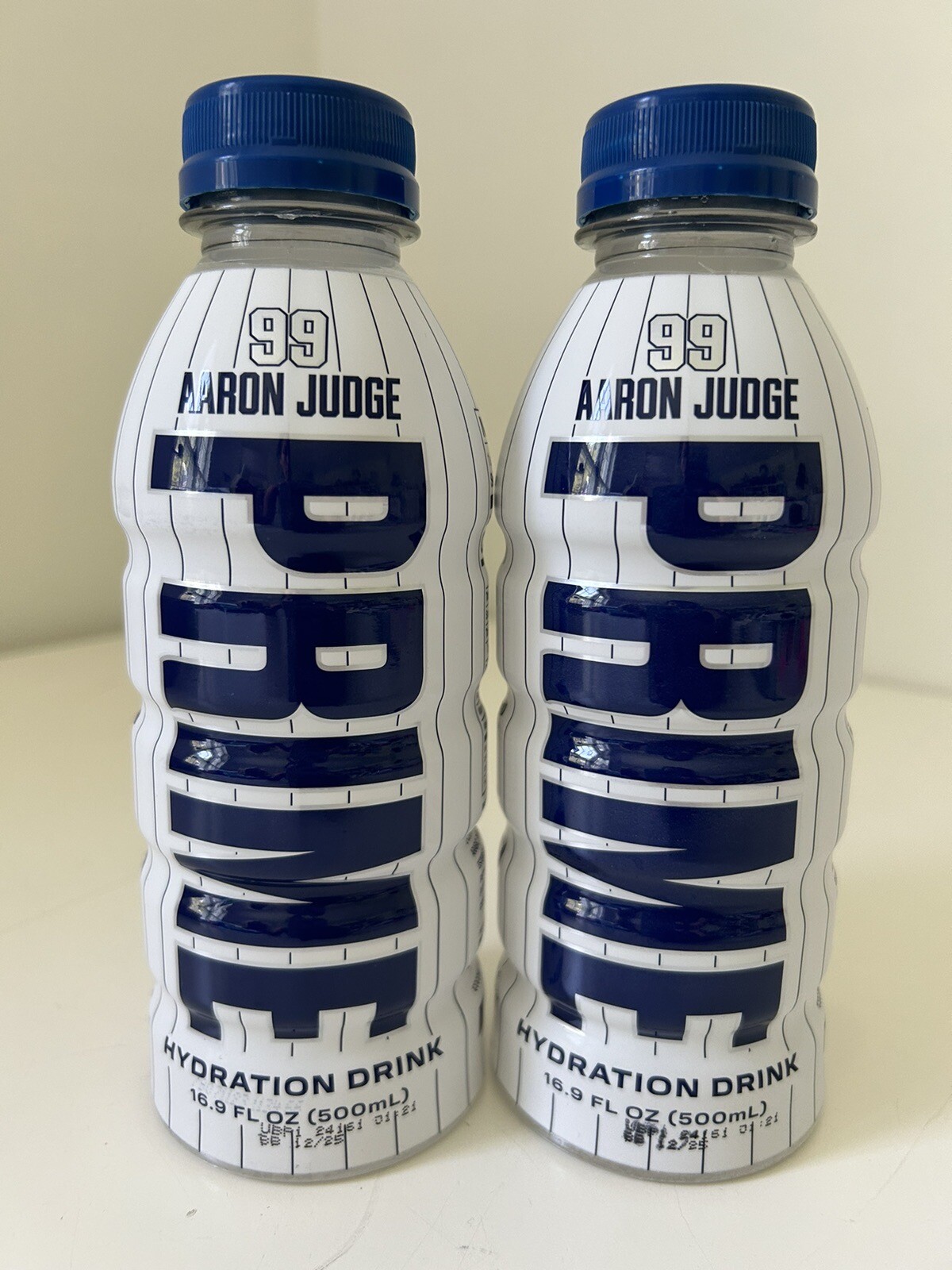 Set Of 2 NEW AARON JUDGE PRIME Hydration Drinks RARE Yankees Lmt Ed White
