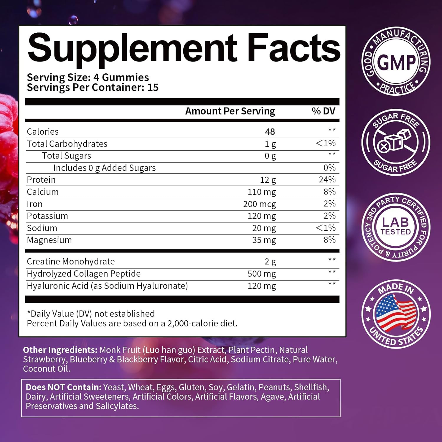 3 in 1 Whey Protein Gummies | Creatine Monohydrate | Collagen, 0 Sugar, Pure …