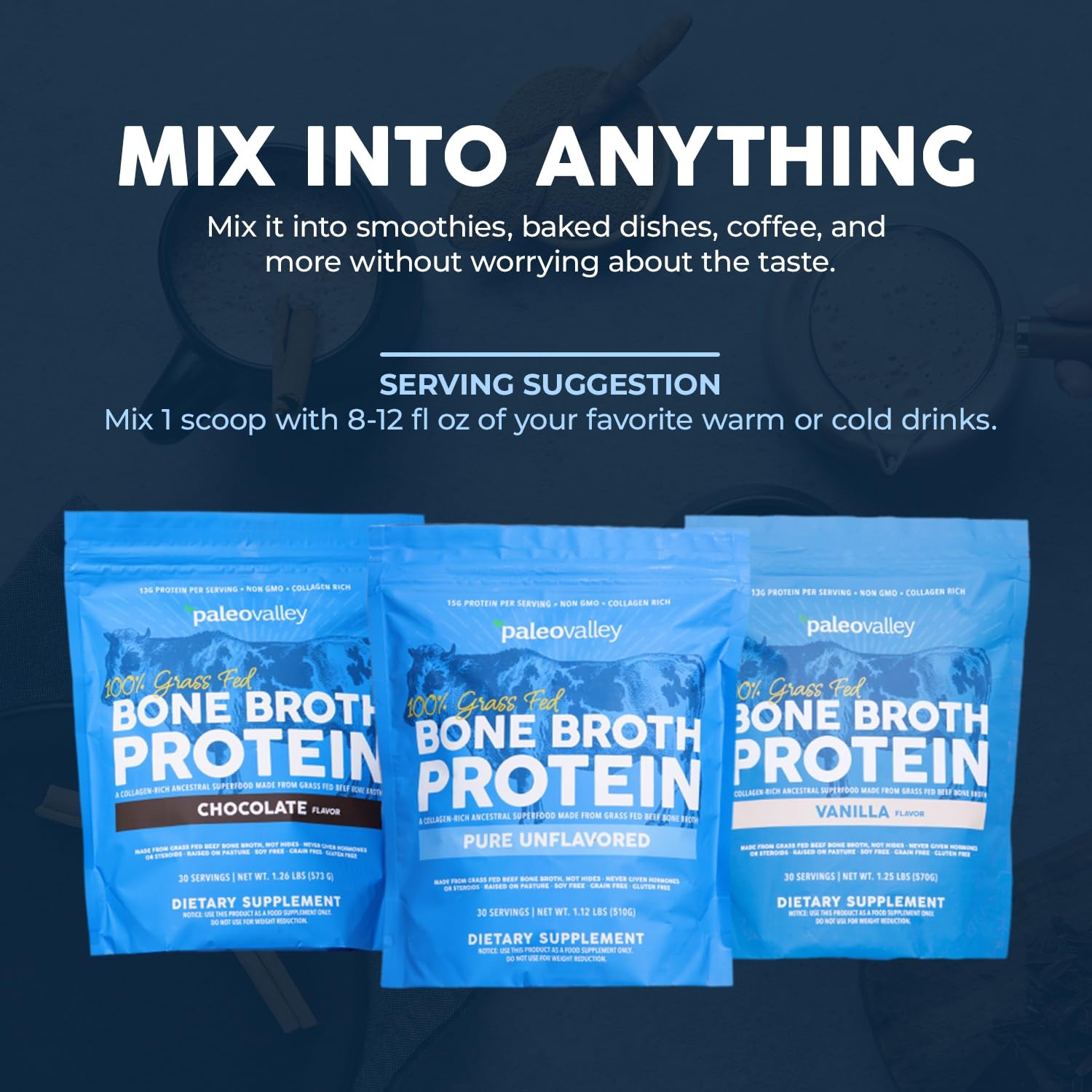 Paleovalley 100% Grass Fed Beef Bone Broth Protein 1.05 Pound (Pack of 1)