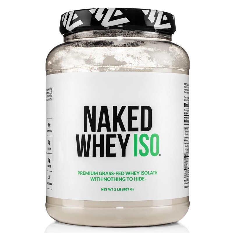 Naked Whey Isolate Protein 30G Grass-Fed Protein Powder Unflavored 28 Servings