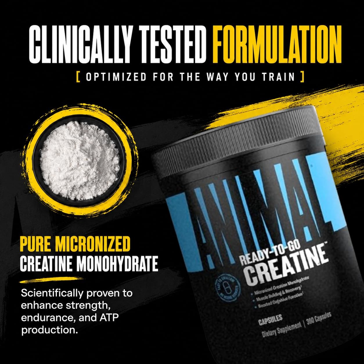 Micronized Creatine Monohydrate Capsules – 300 Caps, 2500mg per Serving to Su…