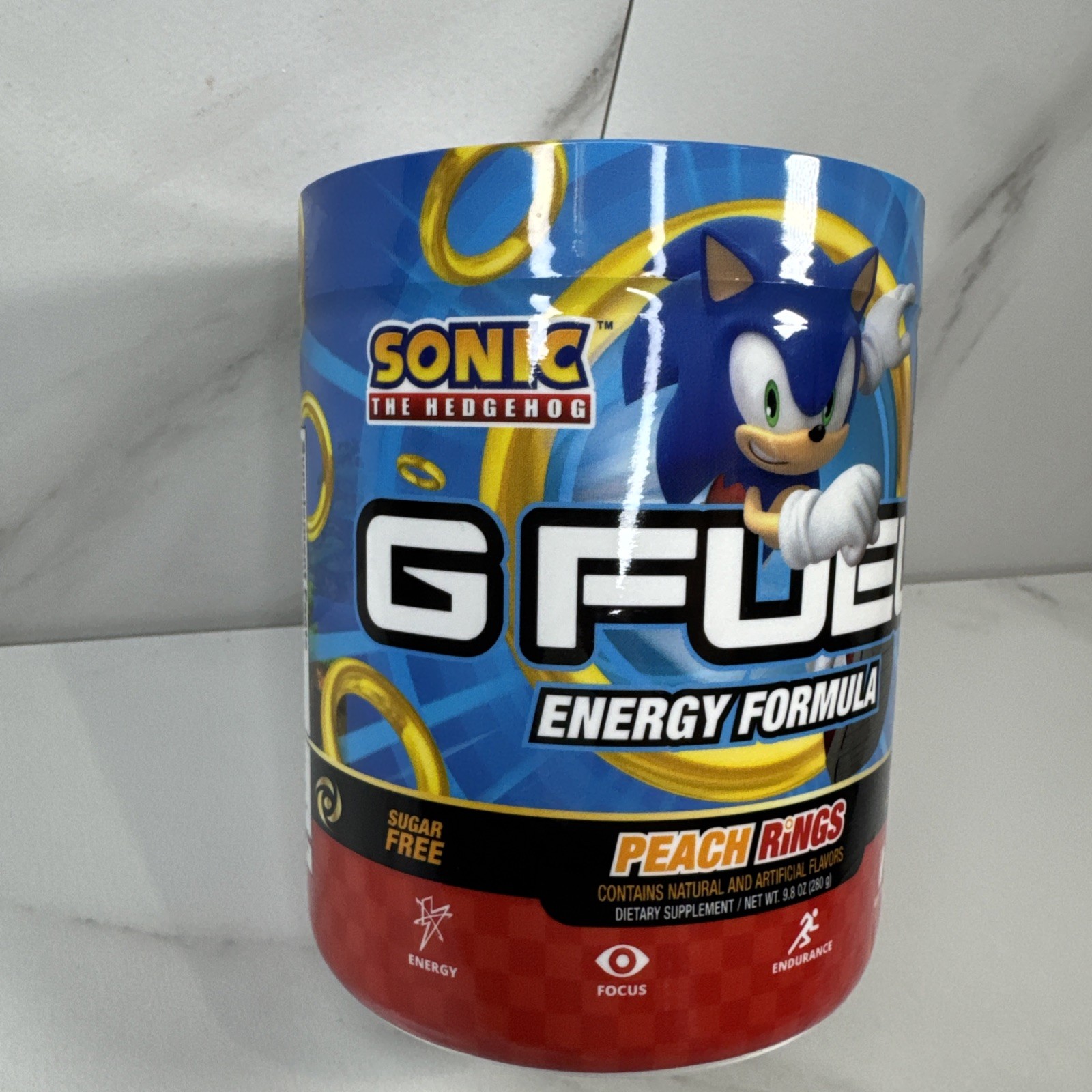 GFuel Energy Drink Tub — Sonic the Hedgehog Peach Rings (expires 2027)