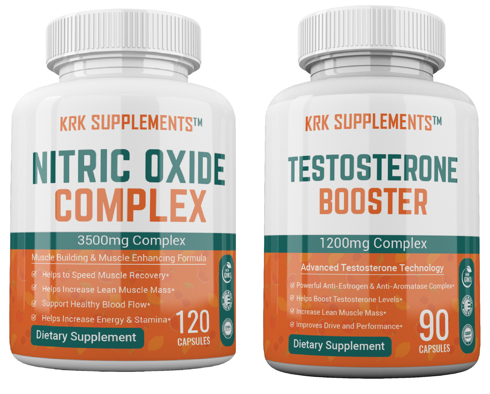 Nitric Oxide Complex 3500mg Testosterone Booster 1200mg Combo Stack