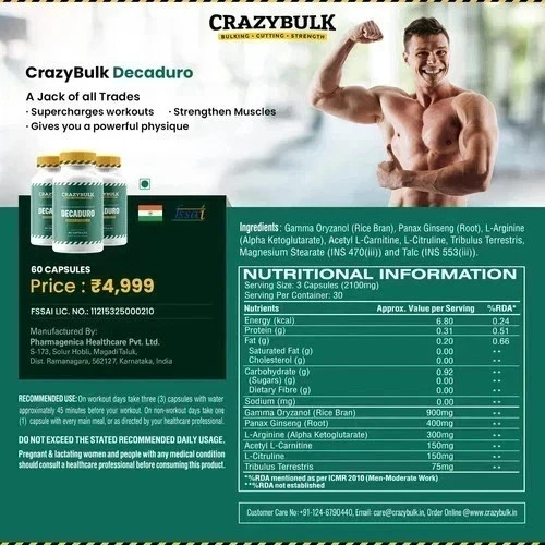 CrazyBulk Decaduro Stack Recovery Energy Workout 90 capsules Pack of 1