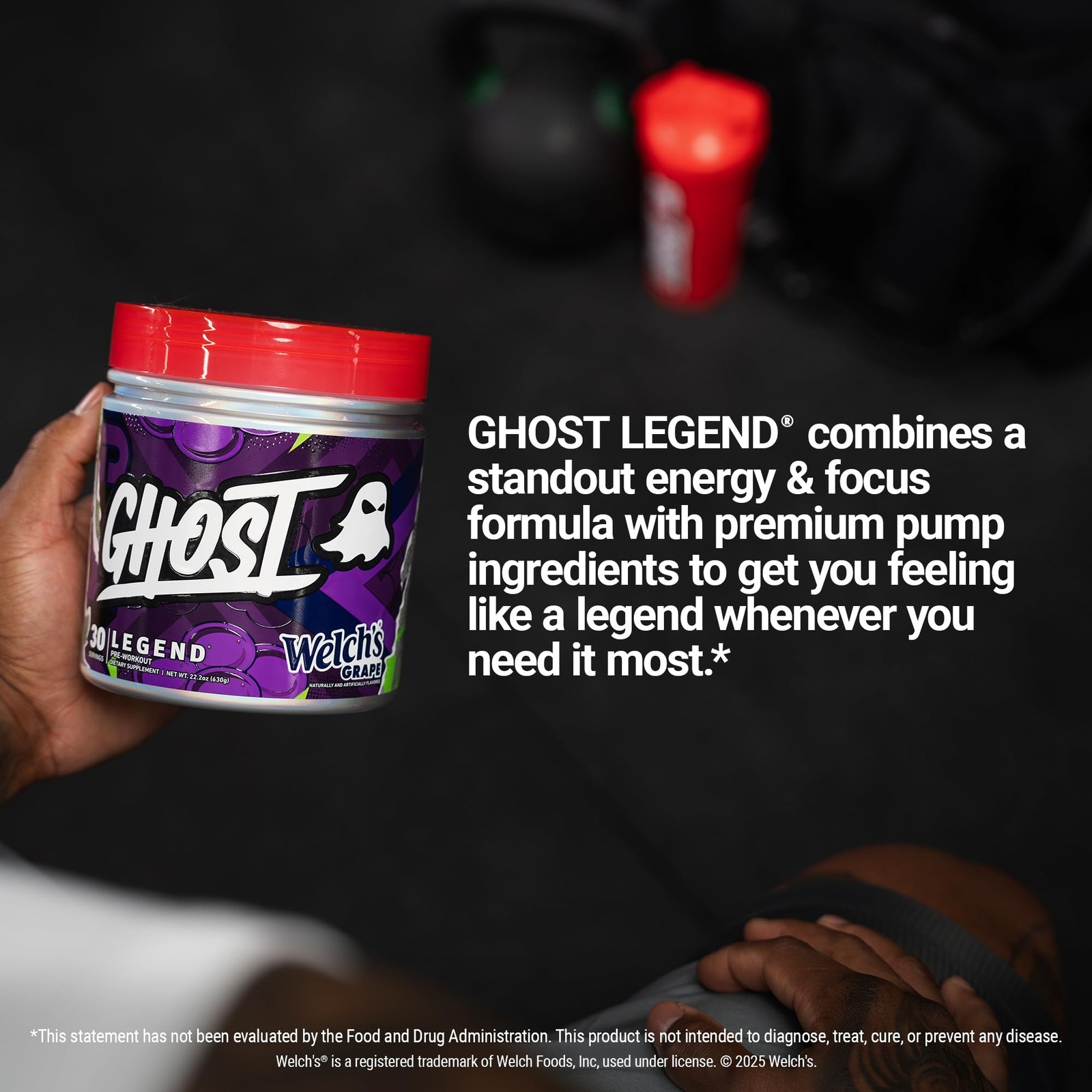 GHOST Legend Pre-Workout Powder, Welch’s Grape – 30 1.39 Pound (Pack of 1)