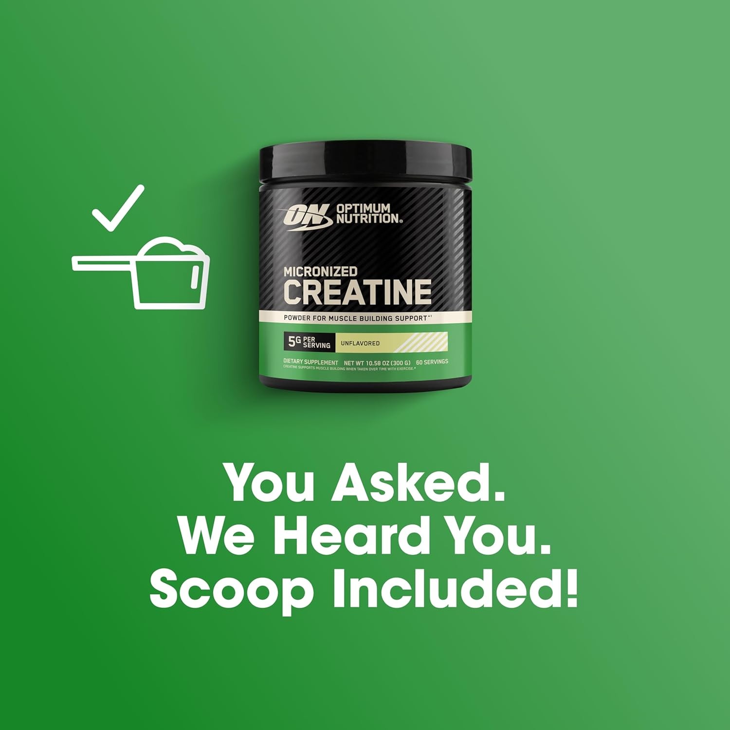 Optimum Nutrition creatine micronized creatine monohydrate power 5g per Serving,